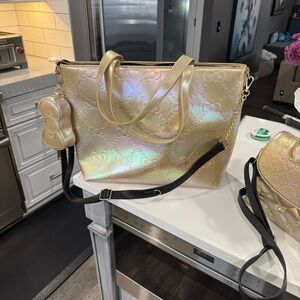 Loungefly 4 piece set hello kitty wallet/bag set Gold Iridescent Women's Bag